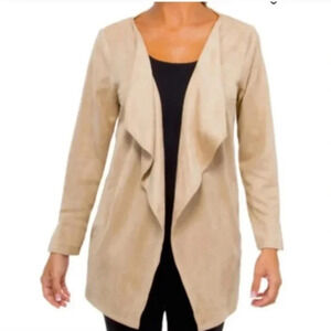 Gretchen Scott size XS faux suede sweater camel tan color cardigan like new